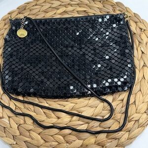 La Regal Made in Hong Kong Vintage Black Chain Mail Crossbody or Clutch Bag